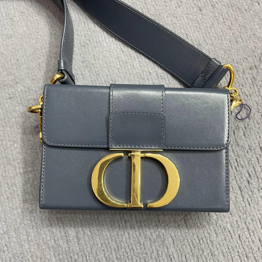 99新 DIOR/迪奥 Dior/BOX蒙田盒子蓝色斜挎包/老德子