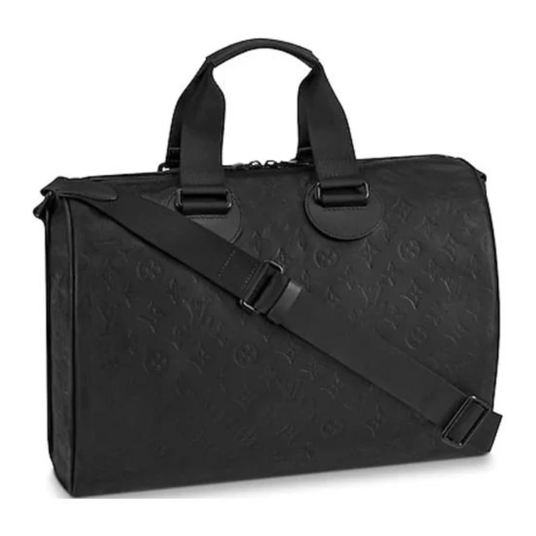 LV/SPEEDY40/BANDOULIERE/99新/黑色牛皮浮雕压纹/旅行袋/枕头包