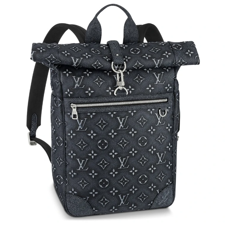 LV/牛仔浮雕双肩包/99新/FW22秋冬限定/ROLL TOP/书包背包男包