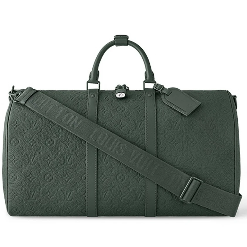 99新 LouisVuitton/路易威登 LV/KEEPALL50/绿色压花压纹旅行袋