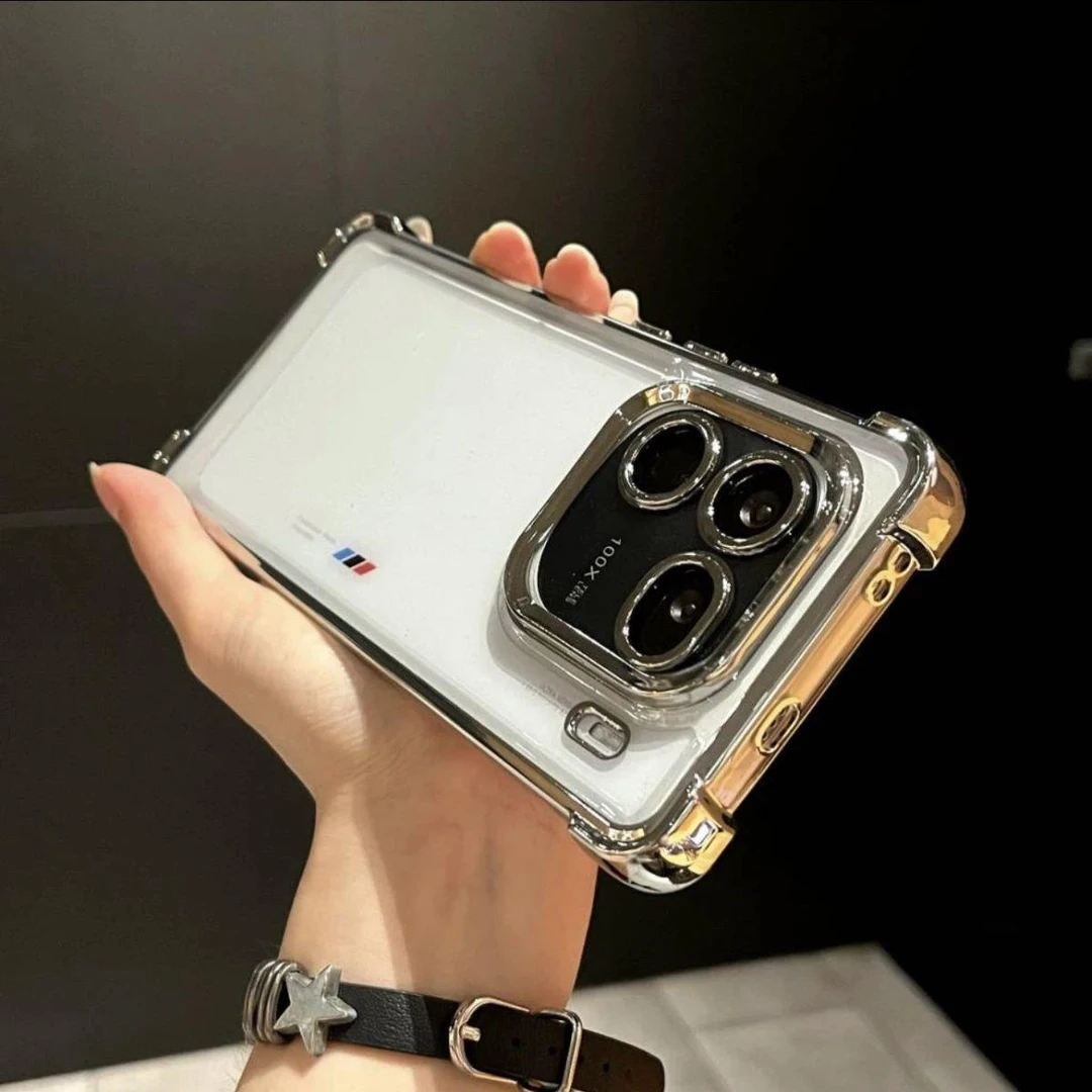 四角气囊适用IQOO12pro手机壳透明电镀iqoo12防摔软壳简约新款