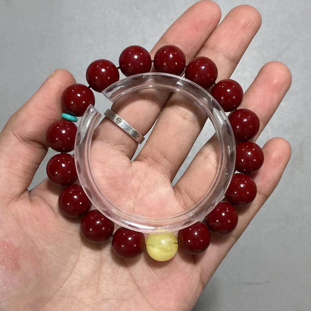 含辰砂工艺品C296辰砂圆珠卡1.2单圈手串（合成）