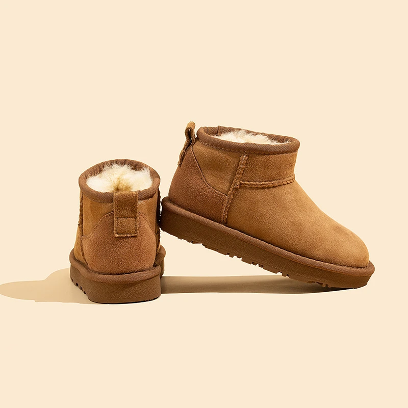 新【童鞋】桑坡羊皮毛一体儿童亲子雪地靴秋冬防寒保暖搭子防滑棉鞋