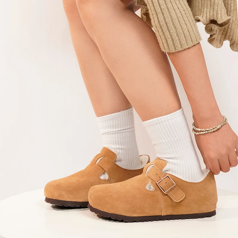 【全包棉勃肯】桑坡羊皮毛一体博肯鞋低帮棉鞋女款保暖搭子防寒祥子