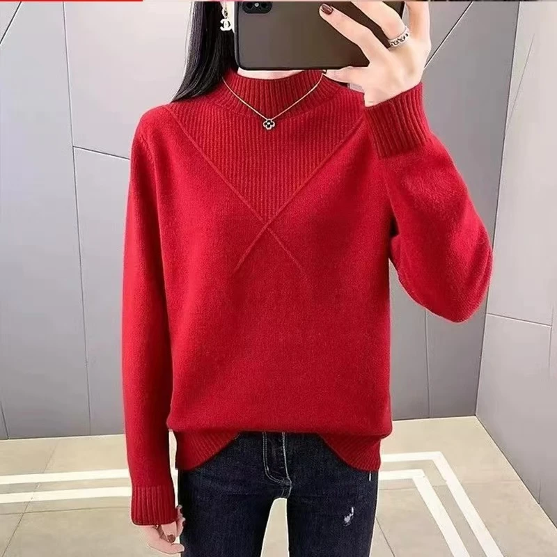 649【红高领】高级感气质针织女毛衣