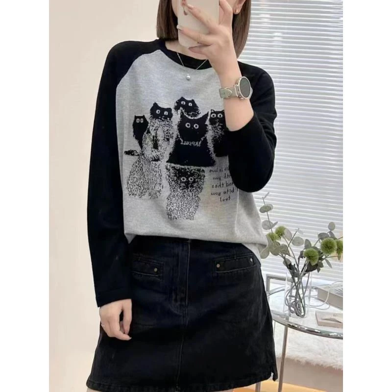 026【小猫】早春秋2024新款外穿内搭条纹镂空针织衫女