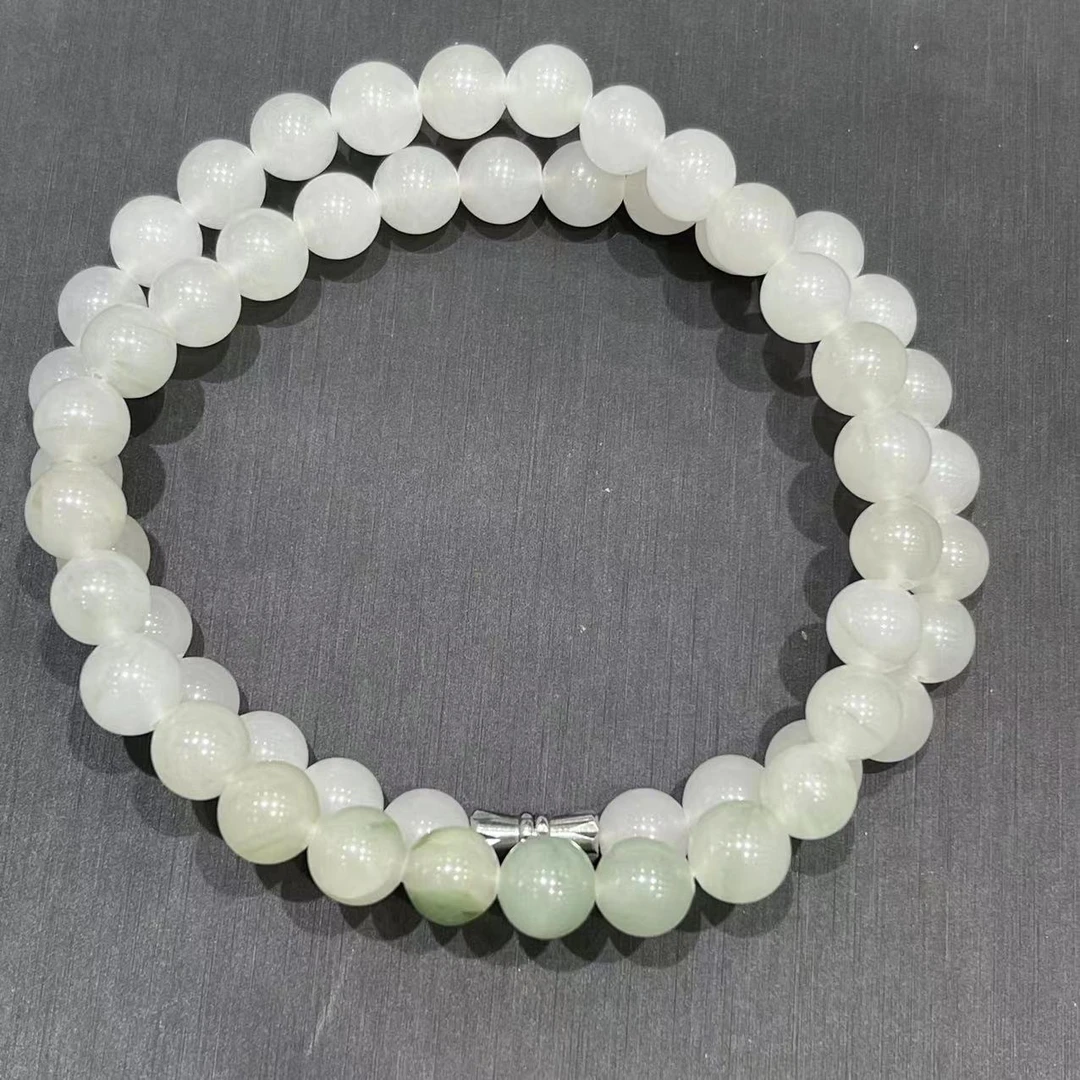 【玉美人】金丝玉天山翠圆珠项链卡8左右（拍一发一多样性发货）