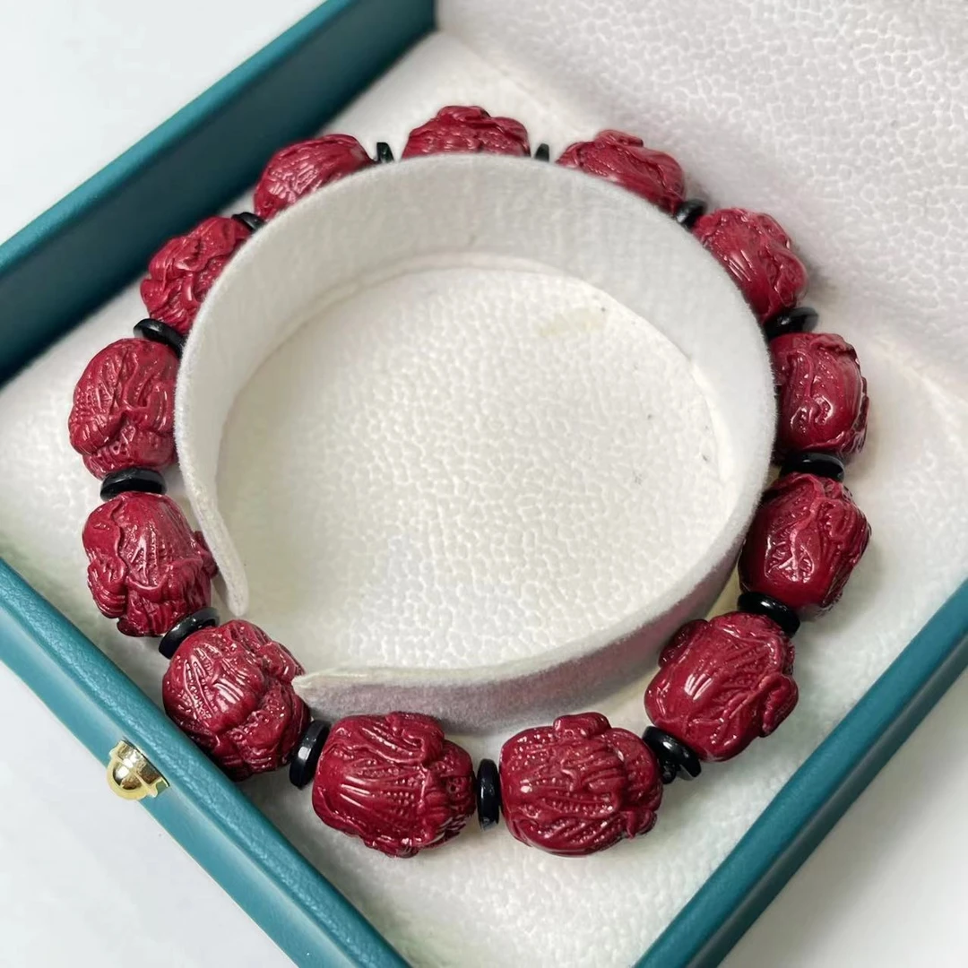 含辰砂工艺品【玉美人】朱砂白菜手串（拍一发一多样性发货）