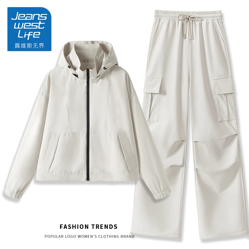 真维斯无界户外登山软壳冲锋裤女美式工装裤子冲锋衣套装入春套装