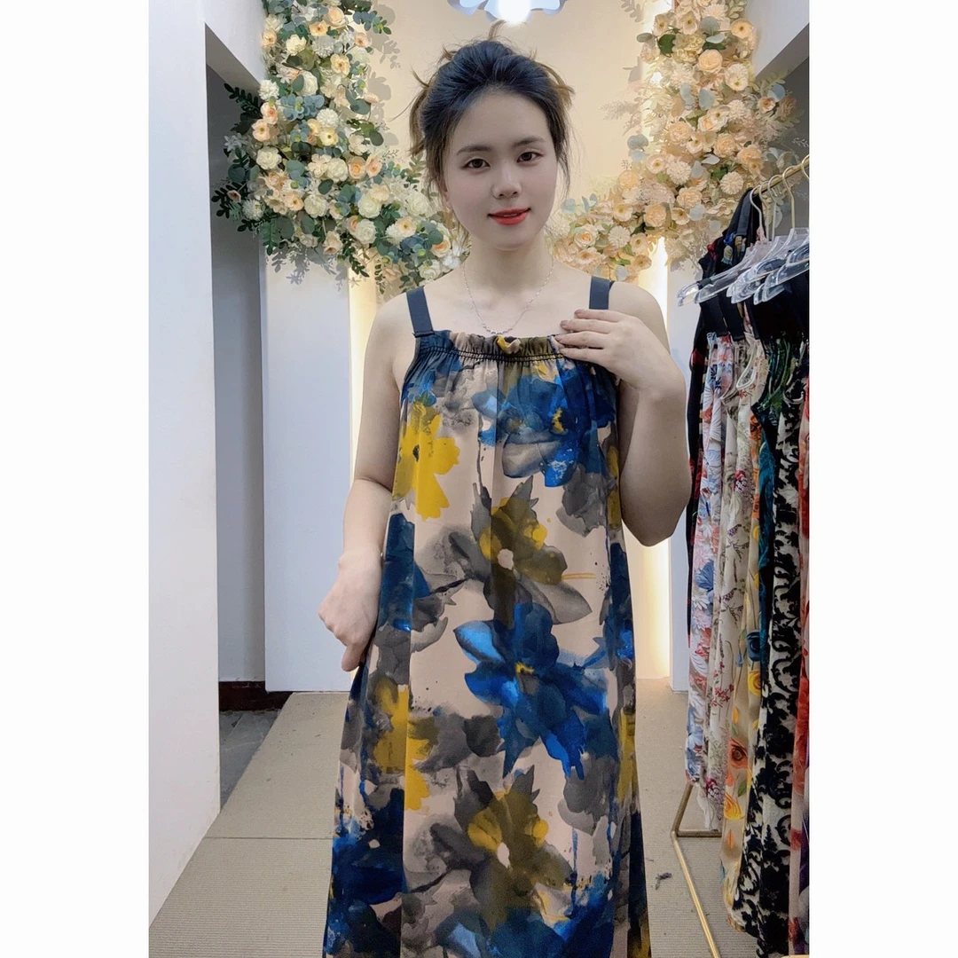 爆款色1#小众碎花法式绝美碎花吊带连衣裙女尤莱特夏季气质遮肚