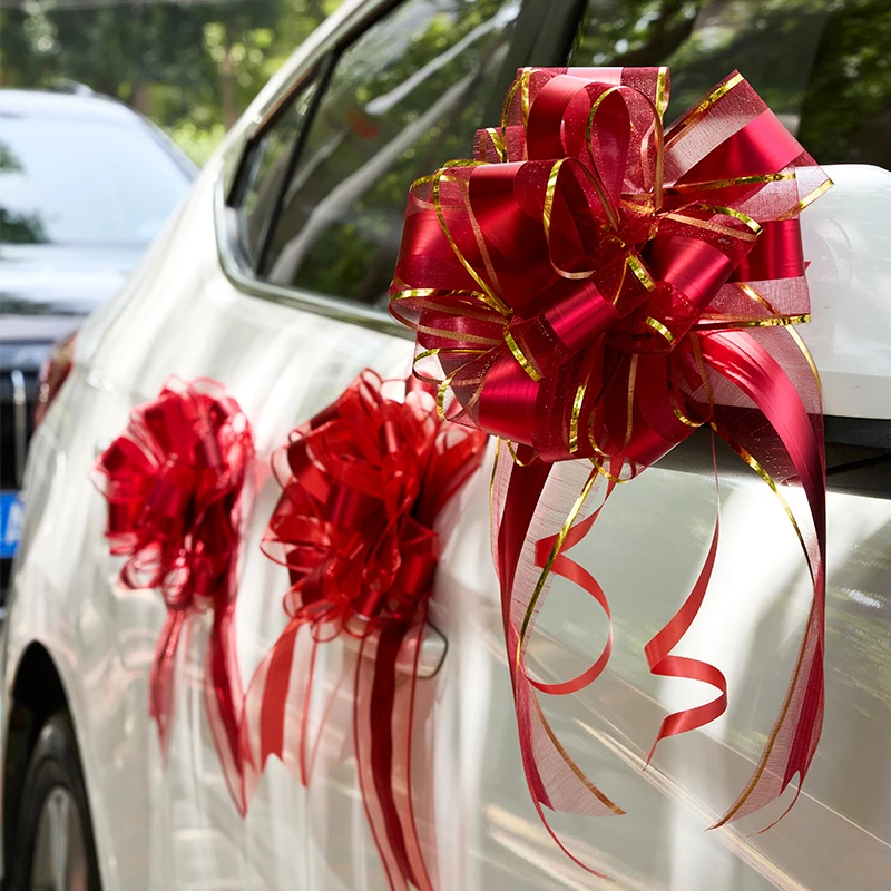 婚车拉花装饰结婚车头花红色彩带接迎亲汽车车队主车副车用品大全