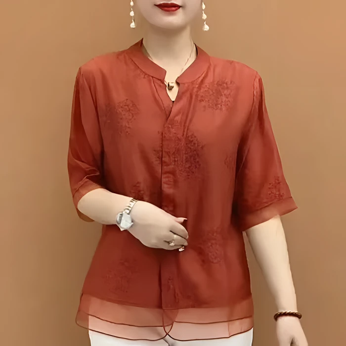 新中式外套2024新款宽松显瘦遮肚妈妈装超仙花色夏季七分袖防晒衣