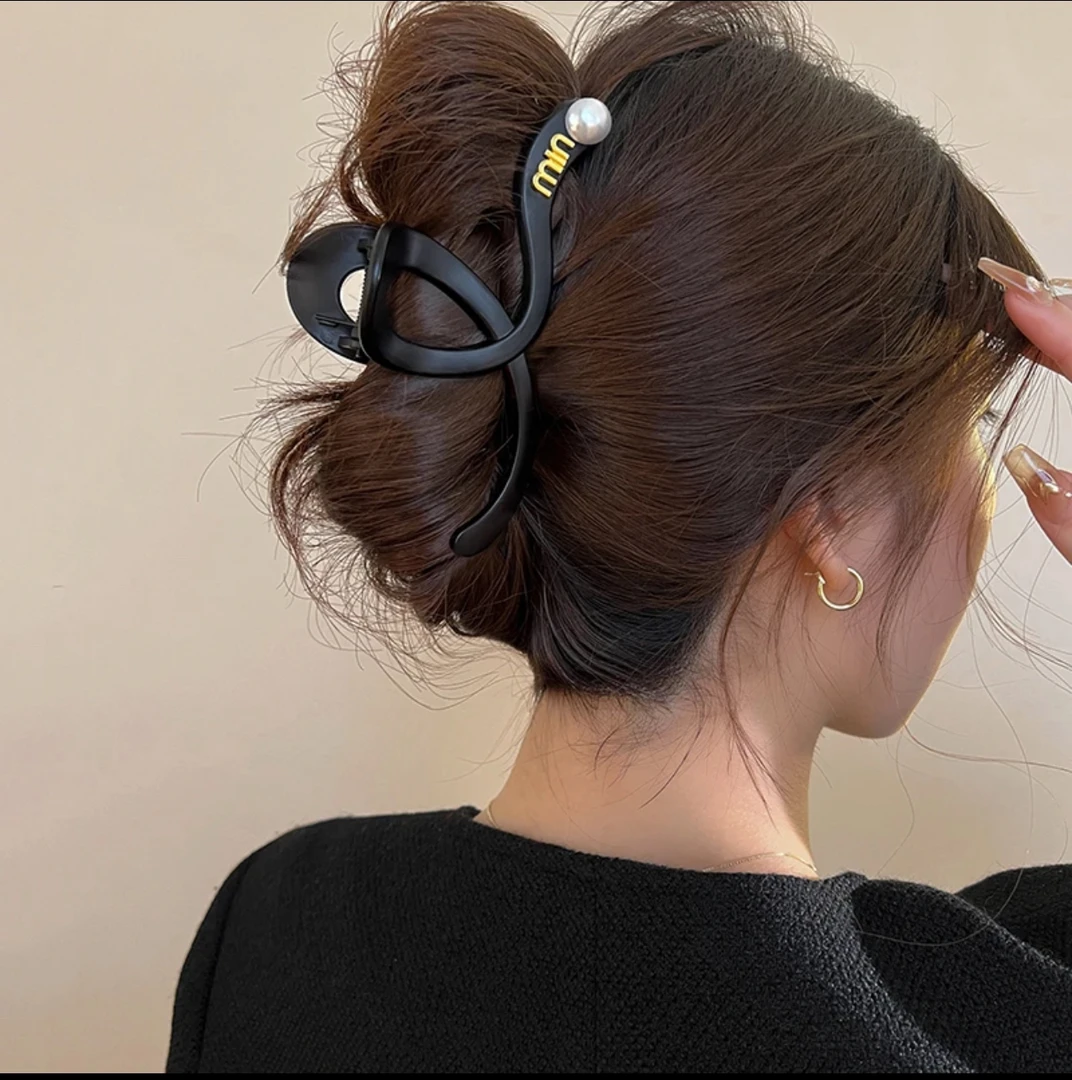 网红爆款弧形2024新款后脑勺发夹盘发鲨鱼夹13cm大号多夹子头饰