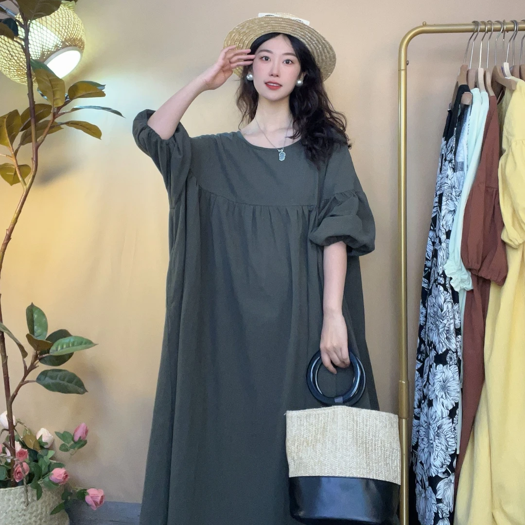 【沐沐自制】X416 *客MA 高阶净色* 系带蝴蝶**宽松大码*连衣裙