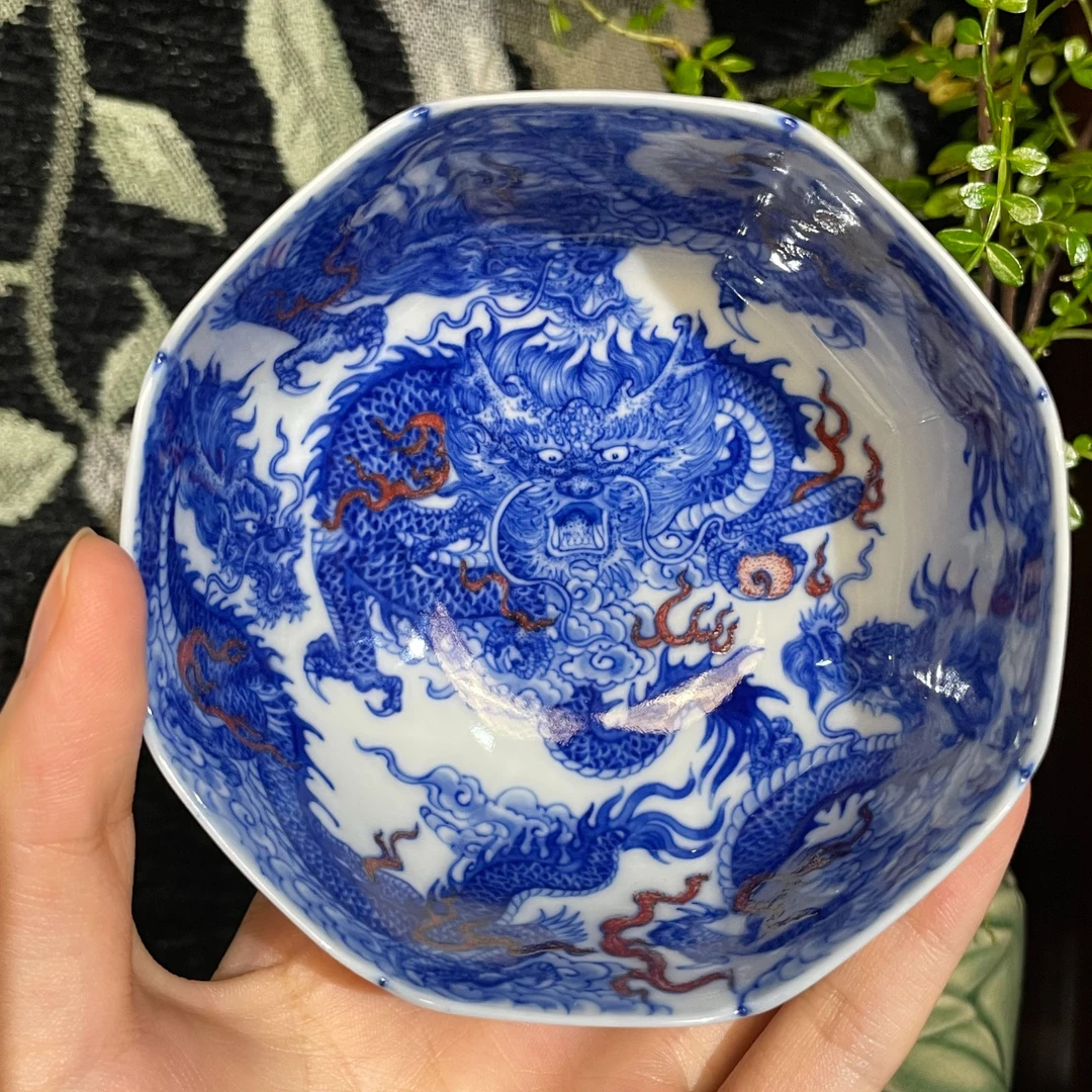 自成堂柴窑普洱杯九龙八方杯龙纹主人杯全手工手绘陶瓷纯手工名窑