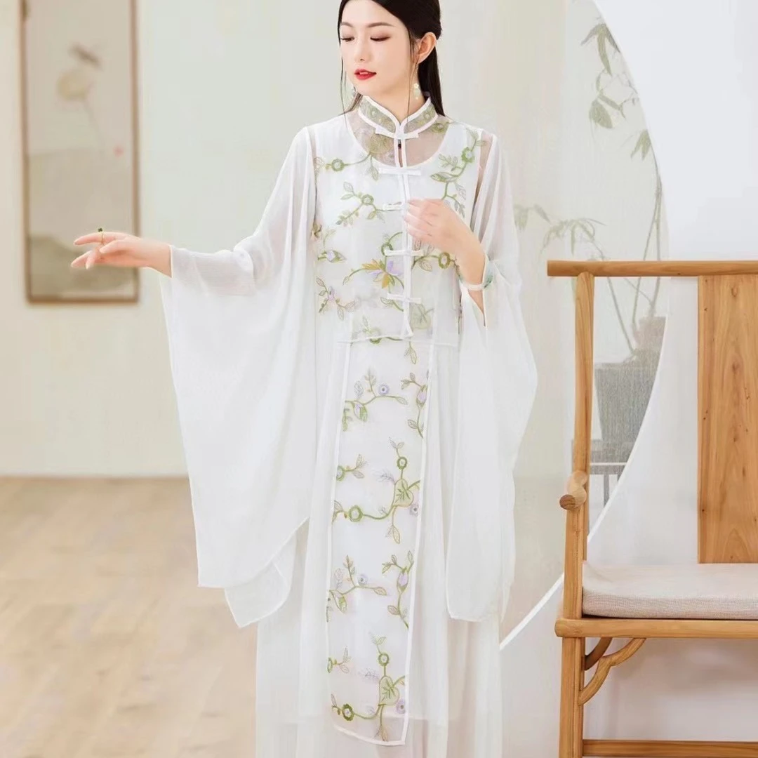 墨娇颜22025时尚新中式花序刺绣两件套