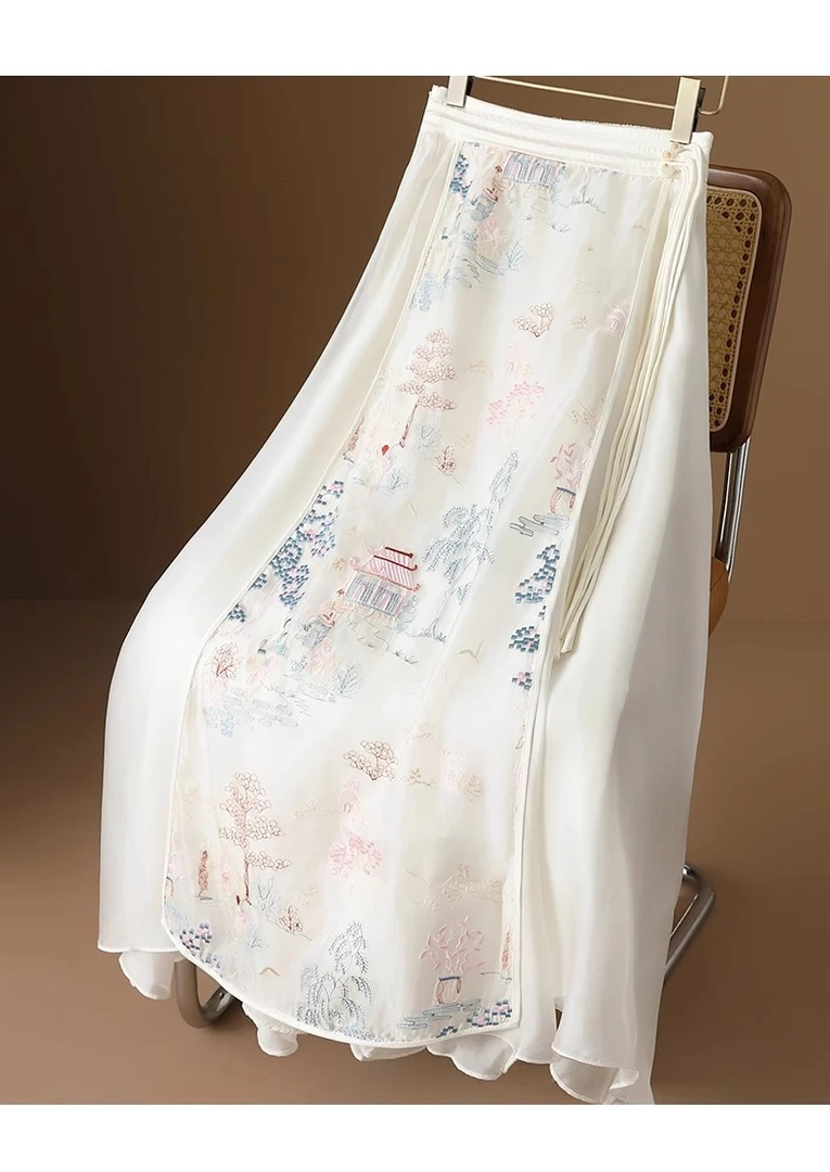 8056新中式国风 重工山水刺绣改良汉服马面裙