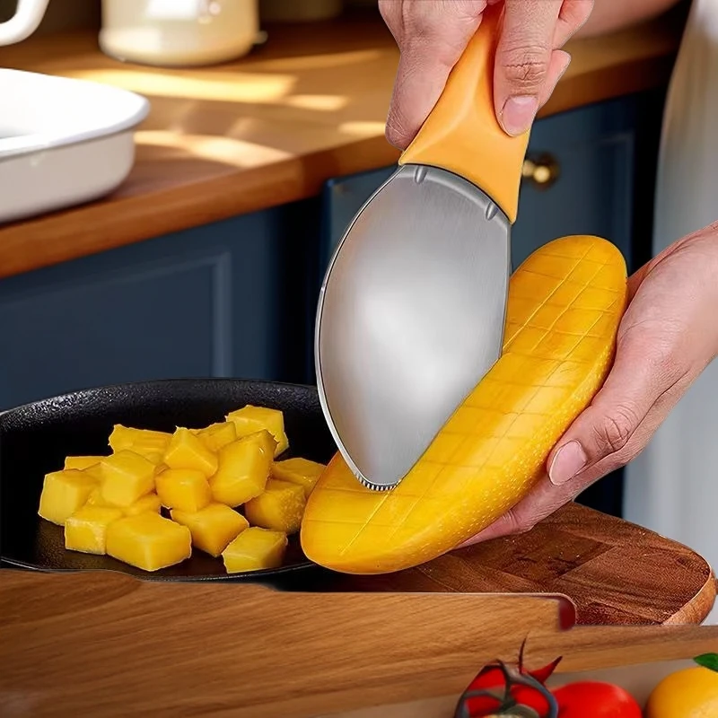 区铁匠不锈钢加厚多功能切块器水果拼盘工具芒果去核器芒果取肉器