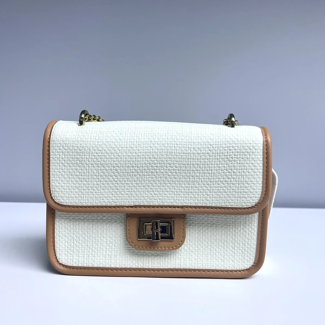 OMI/欧米2024简约时尚撞色拼接小方包编织感单肩斜跨包包