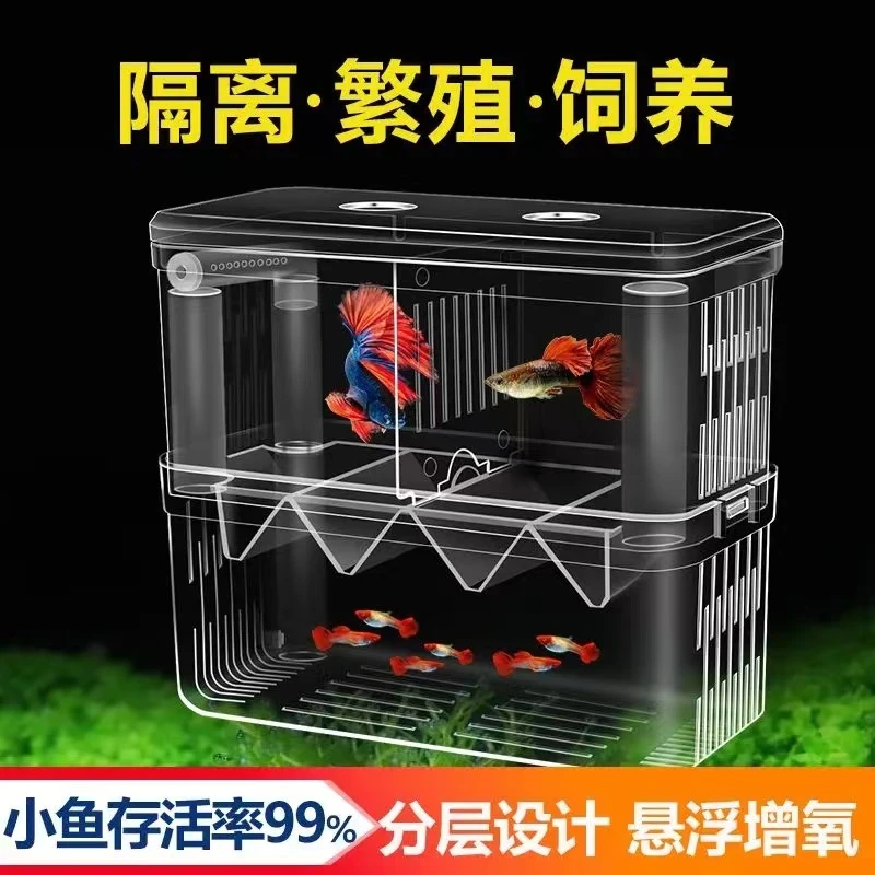 鱼缸隔离盒孔雀鱼孵化盒小型小鱼幼鱼繁殖盒大号小号透明小型