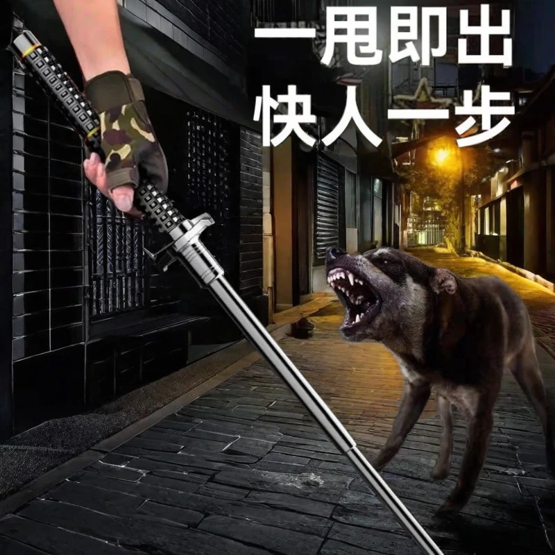 防身合法武器车载破窗挡刀保安防护三节甩棍实心加粗便携式多功能