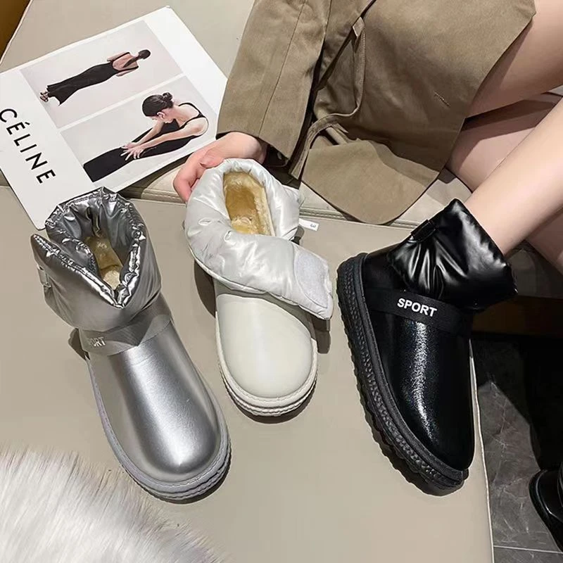 女士冬季时尚雪地靴女加绒加厚保暖韩版魔术粘贴雪地靴冬季百搭