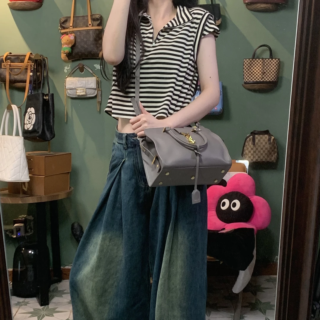 95新 YSL/圣罗兰 JM242大象灰手提斜挎包