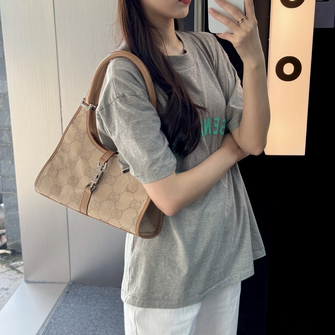 95新 GUCCI/古驰 A1257老花手提包时尚女士复古印花中古百搭