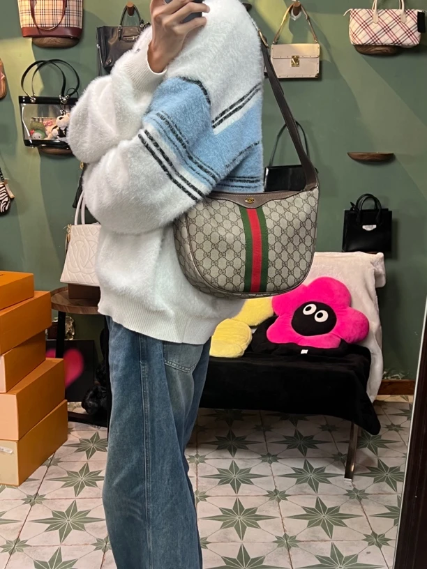 95新 GUCCI/古驰 JM255斜挎单肩包时尚女士经典奢侈小香风牛仔