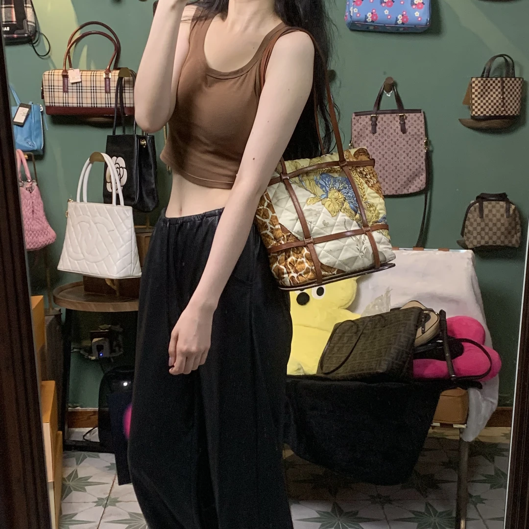 95新 FERRAGAMO/菲拉格慕 H956丛林系列蝴蝶结老虎印花单肩包