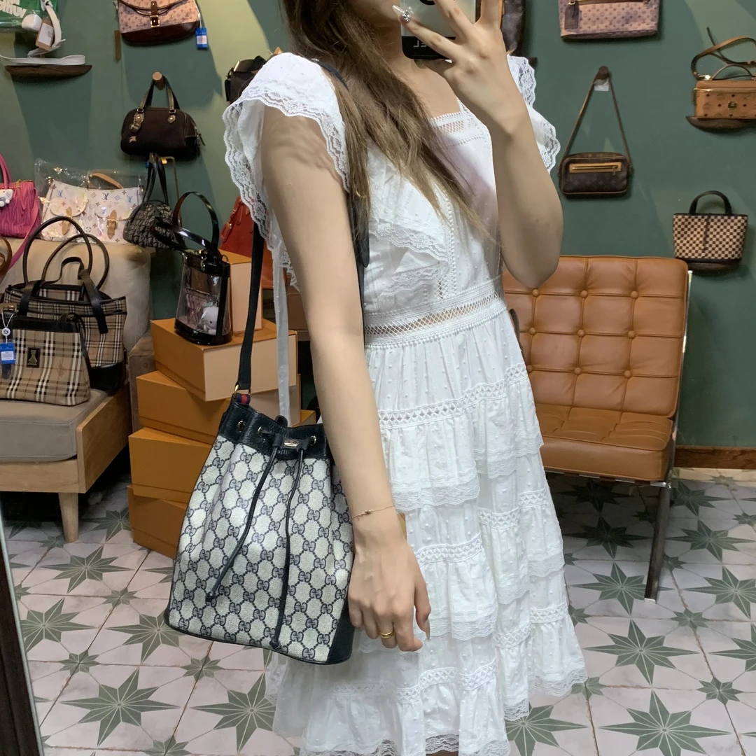 95新 GUCCI/古驰 古驰抽绳水桶/H436