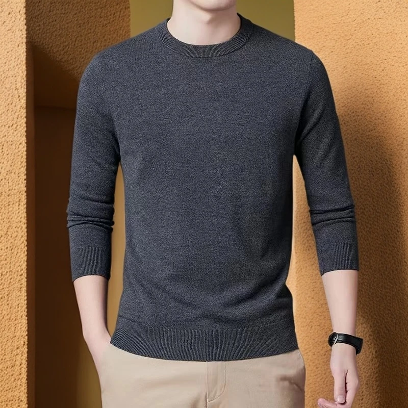 全羊毛圆领高领基础打底款男士秋冬羊毛衫绵羊毛纯色百搭时尚长袖