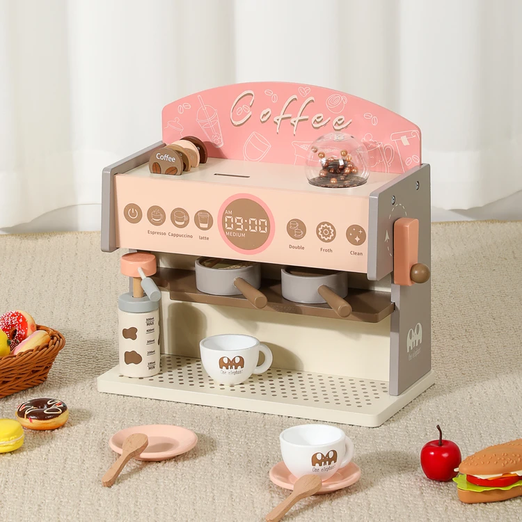 儿童木制仿真厨房过家家咖啡机角色扮演儿童厨房配件