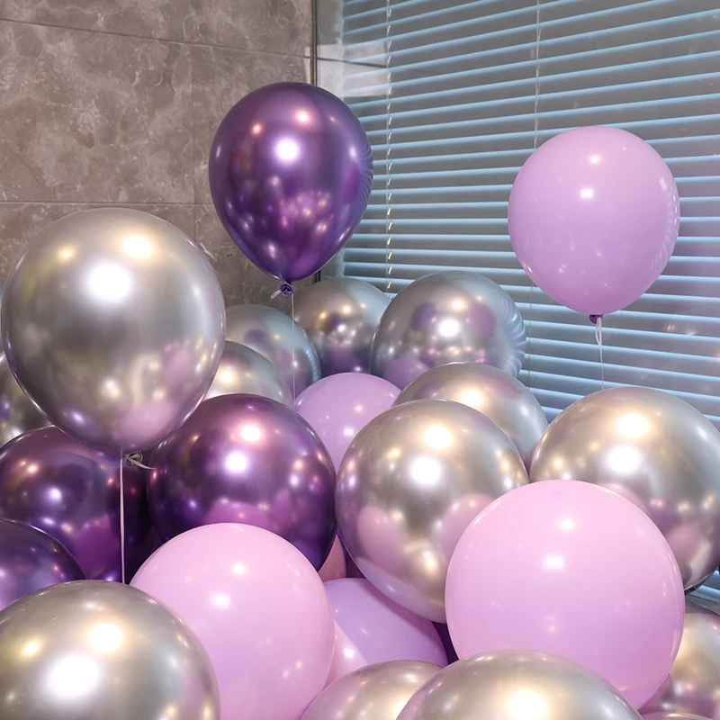 紫色马卡龙色气球装饰场景布置开业儿童生日派对周岁汽球加厚防爆