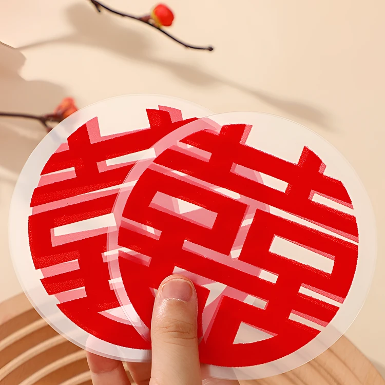 婚房装饰布置植绒喜字水粘喜字贴玻璃门窗家具楼梯双喜字窗花贴纸