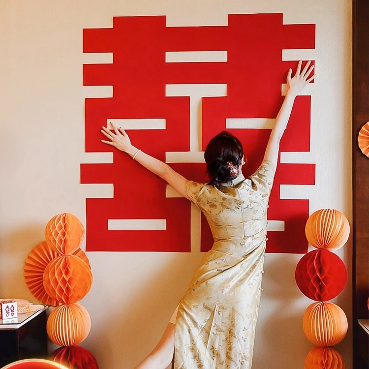 结婚婚礼植绒布加厚大喜字超大喜字婚房布置套装酒店大门喜字装饰