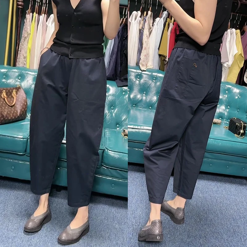 2024早秋新款大码女装九分休闲哈伦裤梨形身材显瘦工装萝卜老爹裤