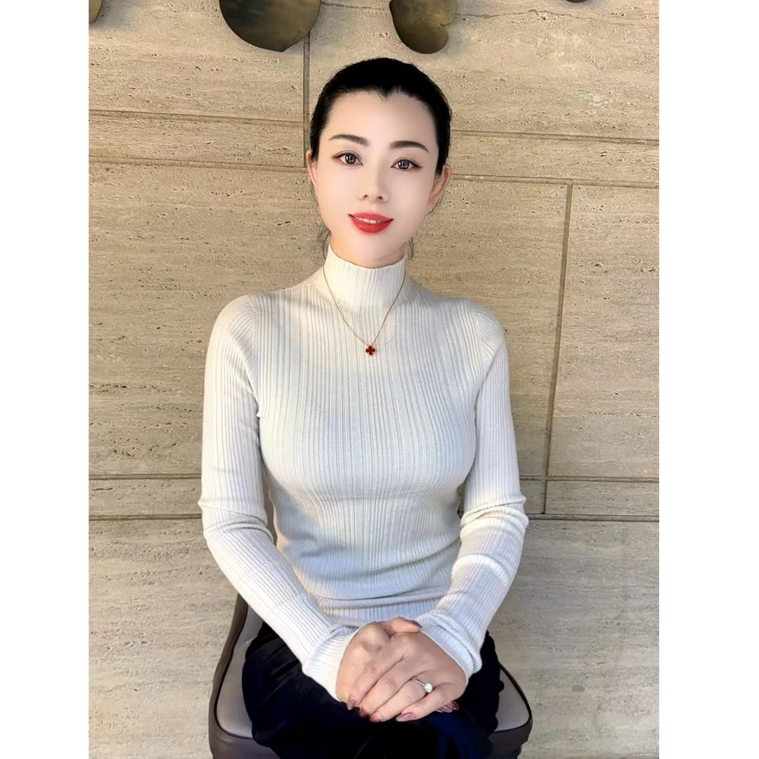 31898针织打底衫 长袖休闲时尚百搭女士套头衫 打底衫【清仓】