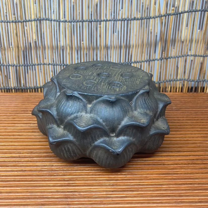 仿古莲花底座雕刻莲花摆件莲蓬浮雕禅意摆件