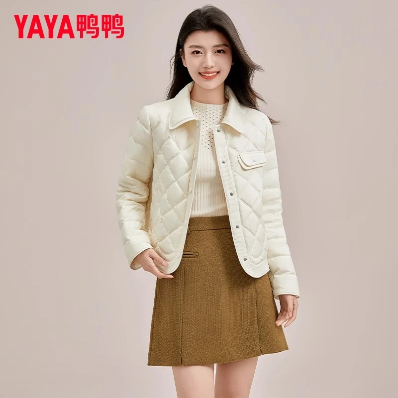 YAYA/鸭鸭轻薄款羽绒服女2024年秋冬新款轻便百搭保暖短款外套潮