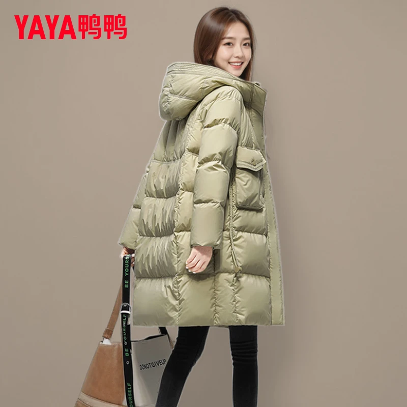 YAYA/鸭鸭正品新款冬季中长款2025羽绒服韩版宽松休闲保暖外套潮