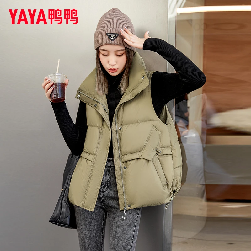 YAYA/鸭鸭洋气羽绒马甲女2023年秋冬季新款宽松遮肉百搭马夹新年