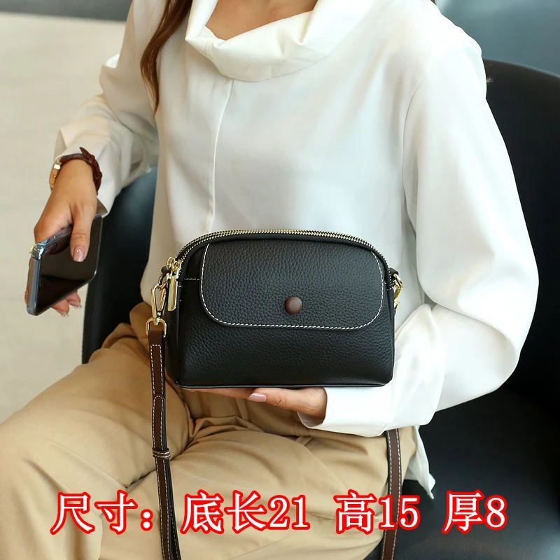 新款真皮女包斜挎包头层牛皮小包包时尚百搭女士多隔层单肩包