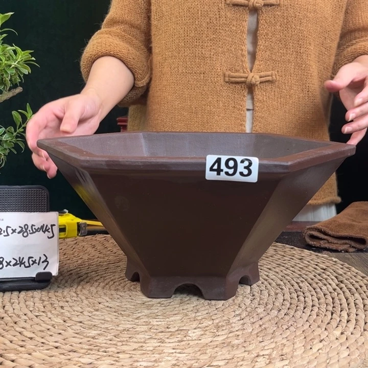 紫砂花盆紫砂六方493