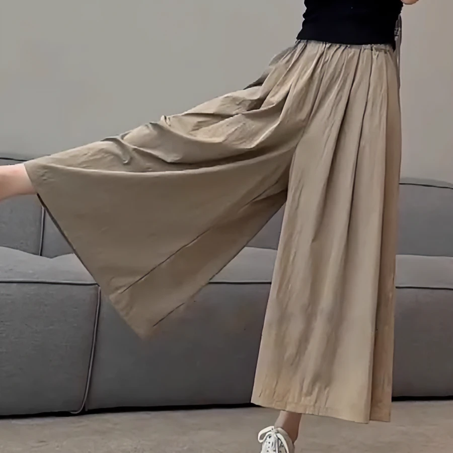 梨形显瘦大码女装阔腿休闲裤子女士2024年夏季薄款八分裤高腰宽松