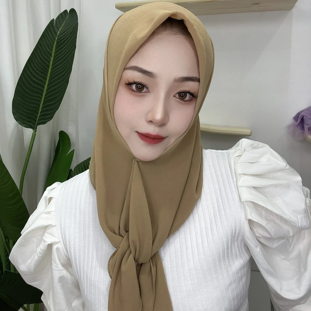 雪纺纯色90小方巾