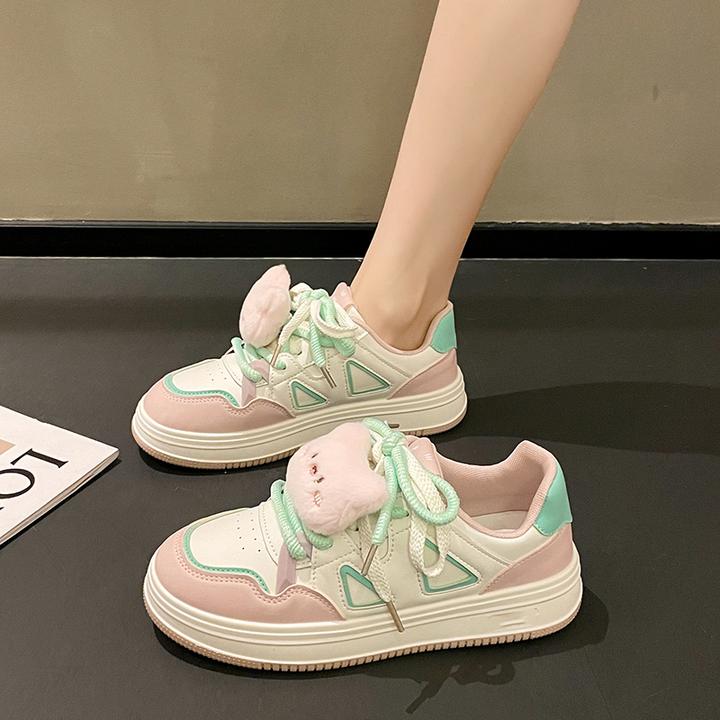 小众百搭休闲小猪板鞋女款外穿2024秋季新款韩版厚底运动休闲鞋潮