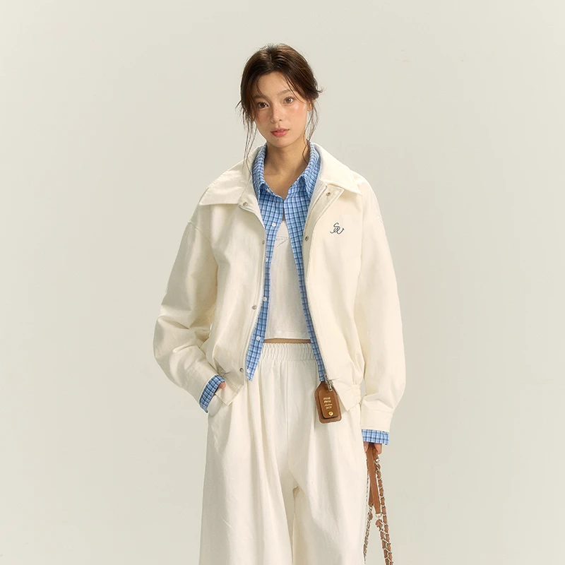 iNSLiiSA假两件拼接秋季新款夹克外套女小众韩系显瘦宽松长袖上衣