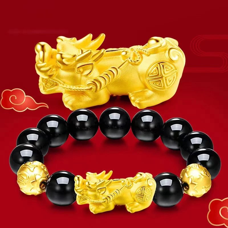 抖音好物 2024爆款男士貔貅手链手工时尚金色精美经典大气百搭