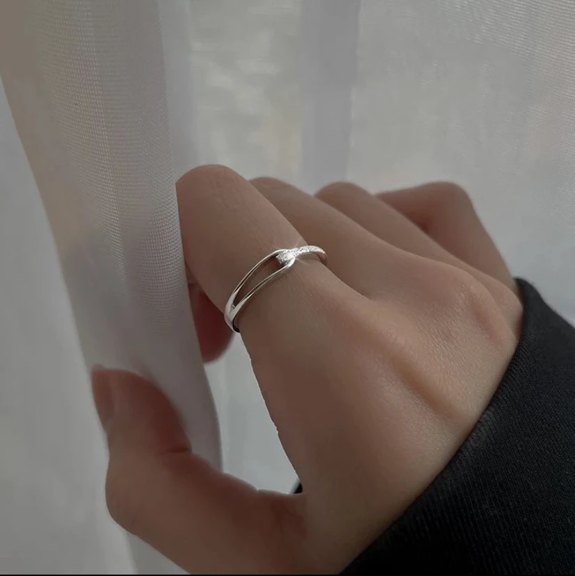 足银戒指 足银990【几何戒指】简约轻奢女款小众百搭食指可调节